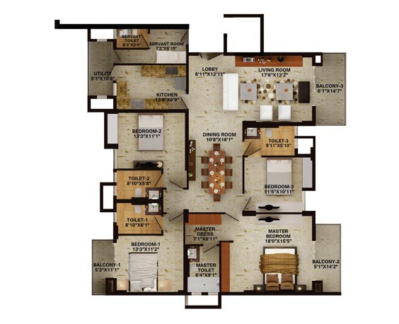 4 BHK Floor Plan Type B